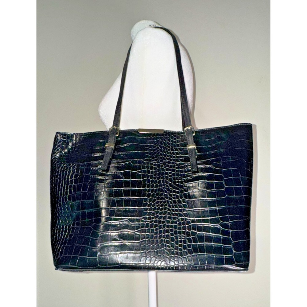 Kelly & Katie Black Faux Alligator Leather Tote Bag Purse Shopper